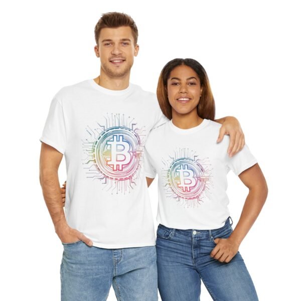 Rainbow Bitcoin Circuit Graphic T-Shirt | Unisex Cotton Tee | Cryptocurrency Shirt - Image 11