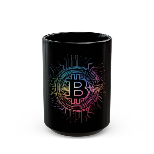 Rainbow Bitcoin Black Ceramic Mug | 11oz, 15oz - Image 5