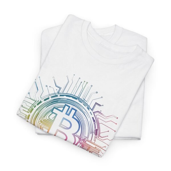 Rainbow Bitcoin Circuit Graphic T-Shirt | Unisex Cotton Tee | Cryptocurrency Shirt - Image 8