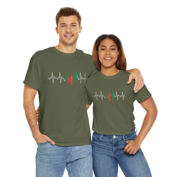 Heartbeat Trading T-Shirt | Unisex Cotton Tee | Candle Chart Design - Image 29