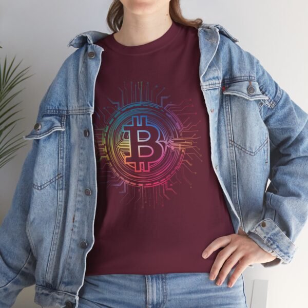 Rainbow Bitcoin Circuit Graphic T-Shirt | Unisex Cotton Tee | Cryptocurrency Shirt - Image 16
