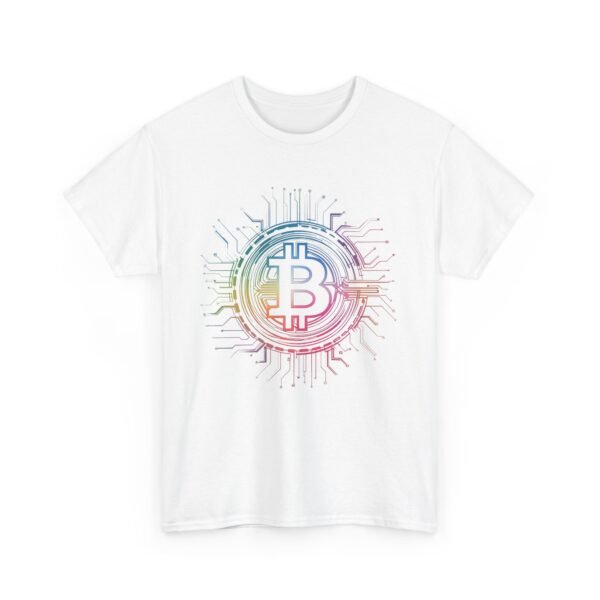 Rainbow Bitcoin Circuit Graphic T-Shirt | Unisex Cotton Tee | Cryptocurrency Shirt - Image 7