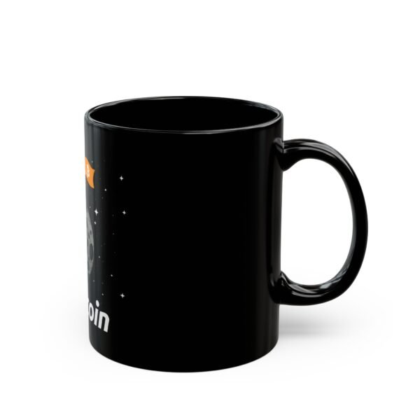 Bitcoin Astronaut Mug | Black Ceramic Coffee Cup with Moon Design - Image 2
