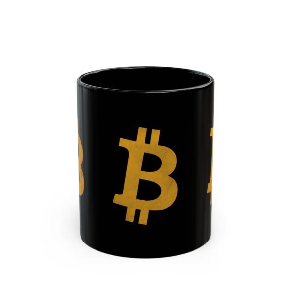 Bitcoin Mug | Black Ceramic Coffee Cup with Bitcoin Logo - Image 2