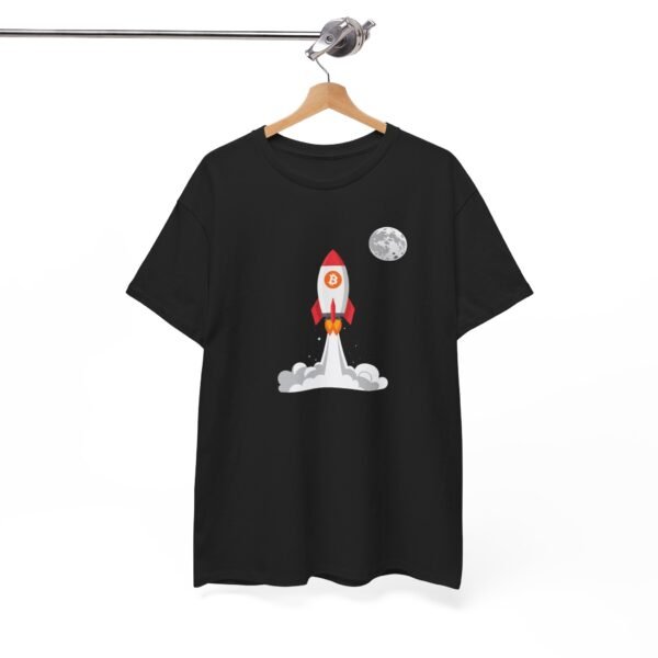 Bitcoin Rocket to the Moon T-Shirt | Crypto Lifestyle Apparel | Space Exploration Design - Image 3