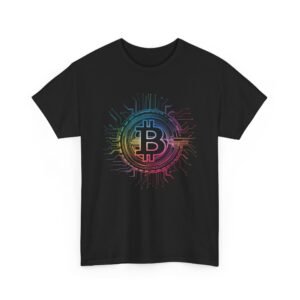 Rainbow Bitcoin Circuit Graphic T-Shirt | Unisex Cotton Tee | Cryptocurrency Shirt