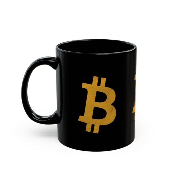 Bitcoin Mug | Black Ceramic Coffee Cup with Bitcoin Logo - Image 3