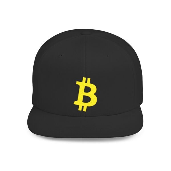 Bitcoin Embroidered Snapback Cap | Flat Bill Cryptocurrency Hat