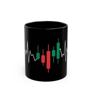 Trader's Pulse Black Mug | Candlestick Chart Design | 11oz & 15oz