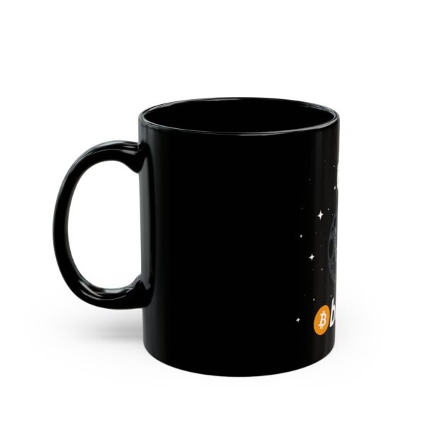 Bitcoin Astronaut Mug | Black Ceramic Coffee Cup with Moon Design - Image 3