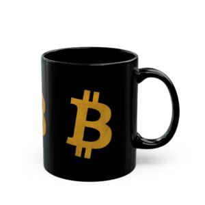 Bitcoin Mug | Black Ceramic Coffee Cup with Bitcoin Logo