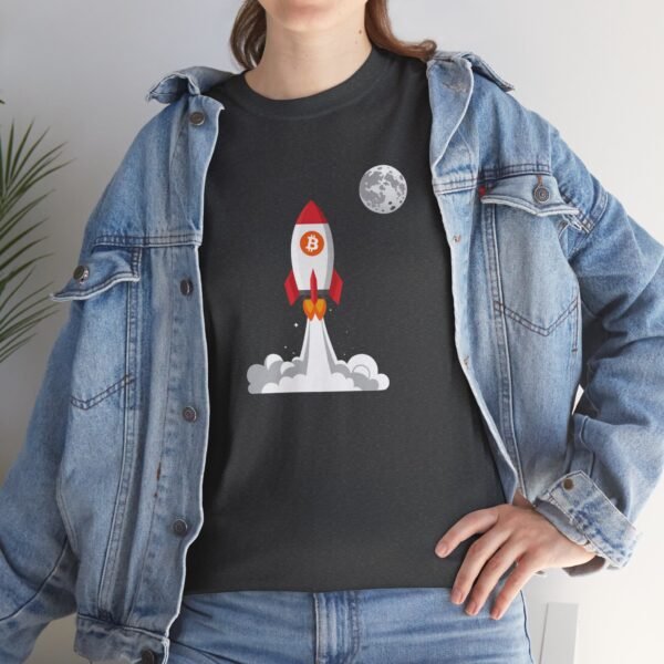 Bitcoin Rocket to the Moon T-Shirt | Crypto Lifestyle Apparel | Space Exploration Design - Image 46
